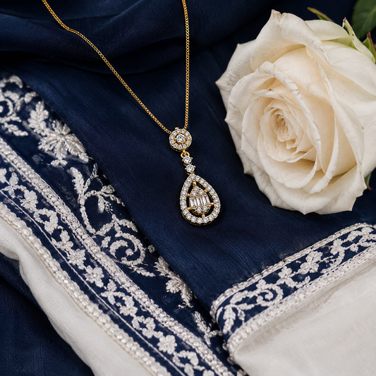 Swarique Anvika Teardrop Crystal Pendant Necklace