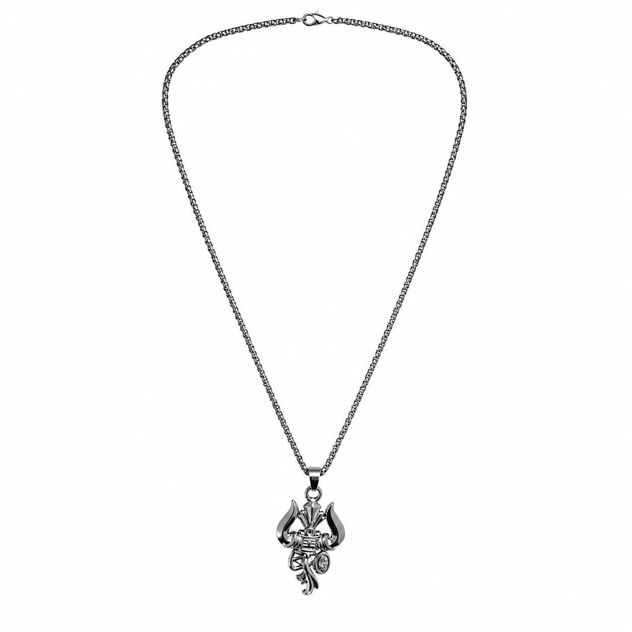 Swarique Mahakaal Trishul Damru Pendant Chain for Men | Premium Stainless Steel Spiritual Necklace