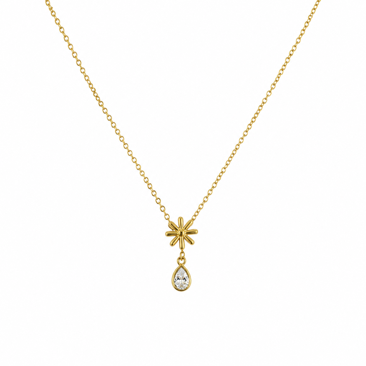 Swarique Surya Pushp Drop Pendant Necklace | 316L Stainless Steel Anti-Tarnish Gold Necklace