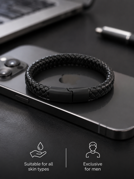 Swarique Shadow Weave Black Braided Bracelet for Men