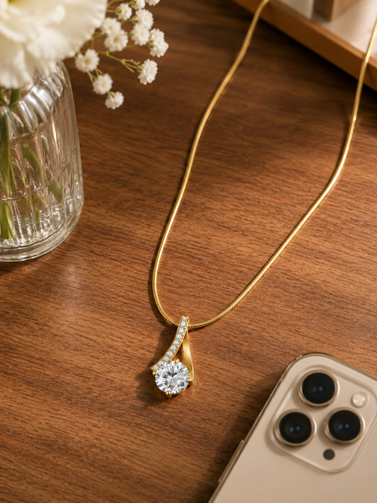 Swarique Mrinalini Crystal Teardrop Pendant Necklace