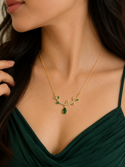 Swarique Emerald Vine Pendant Necklace