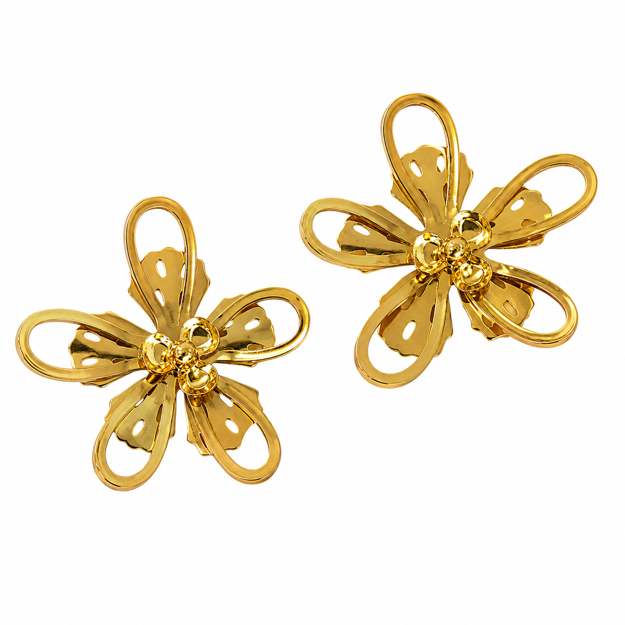 Swarique Pushpanjali Bloom Stud Earrings | Gold Floral Stainless Steel Earrings | Anti-Tarnish 316L