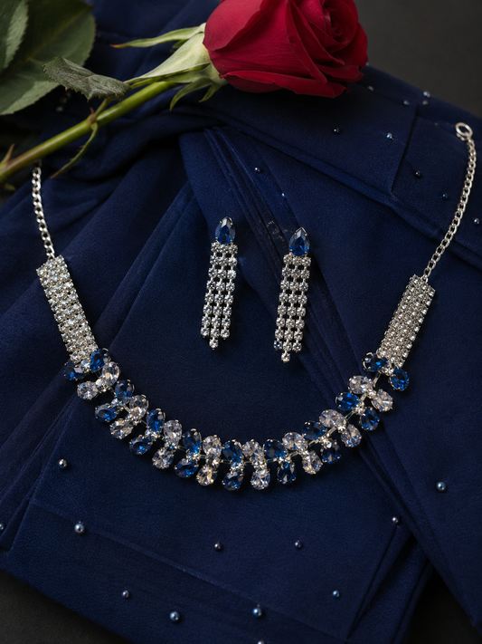 Azure Bloom Crystal Necklace Set