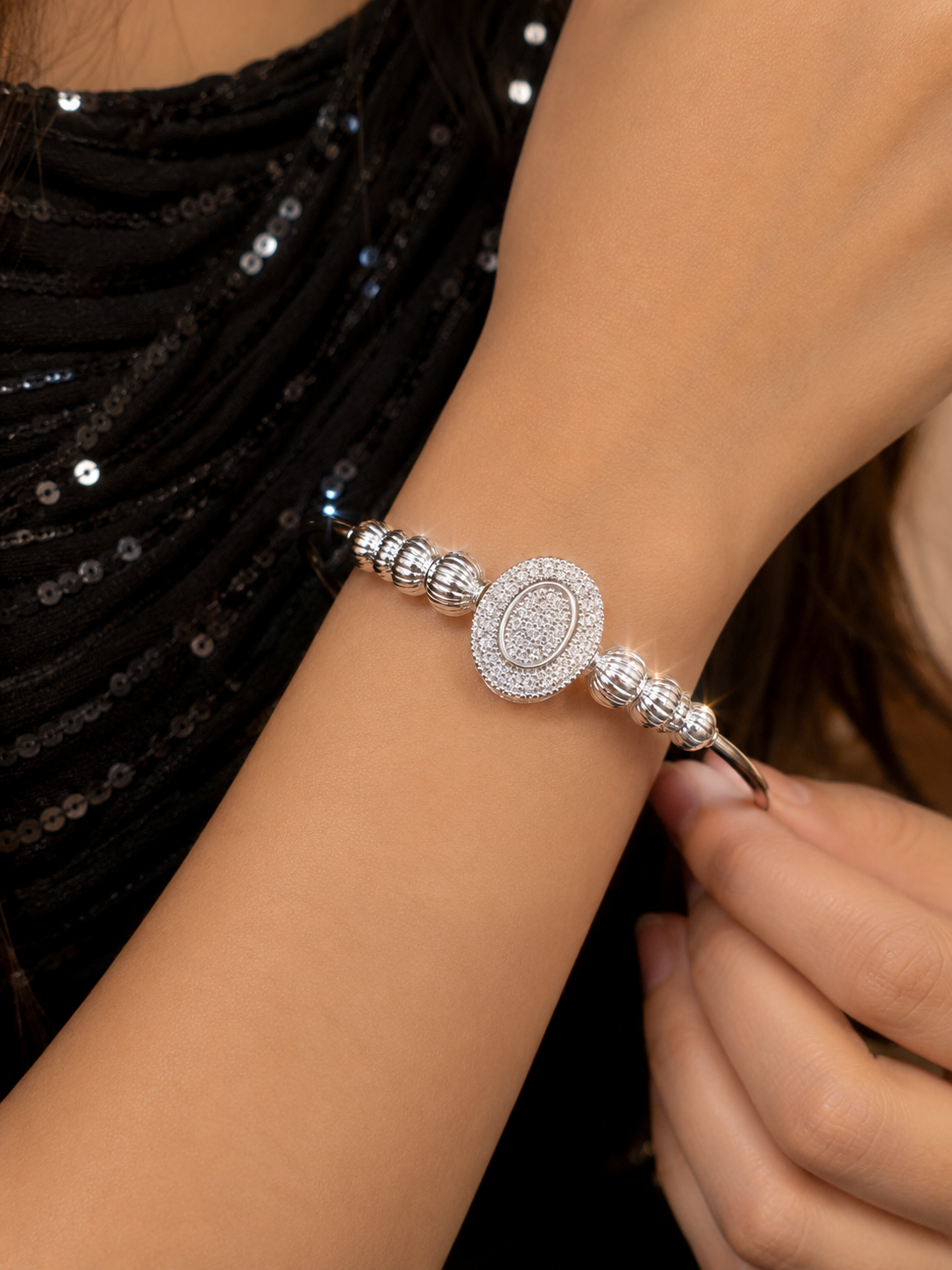 Celestial Spark Oval Crystal Bracelet