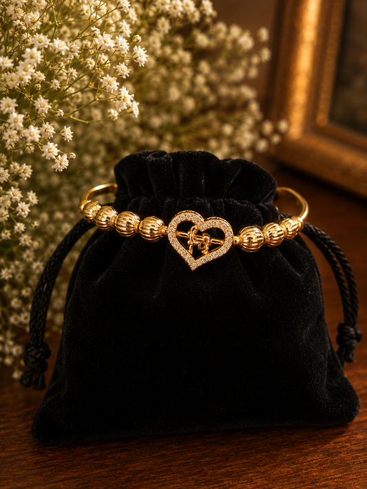 Golden Heart Crystal Charm Bracelet