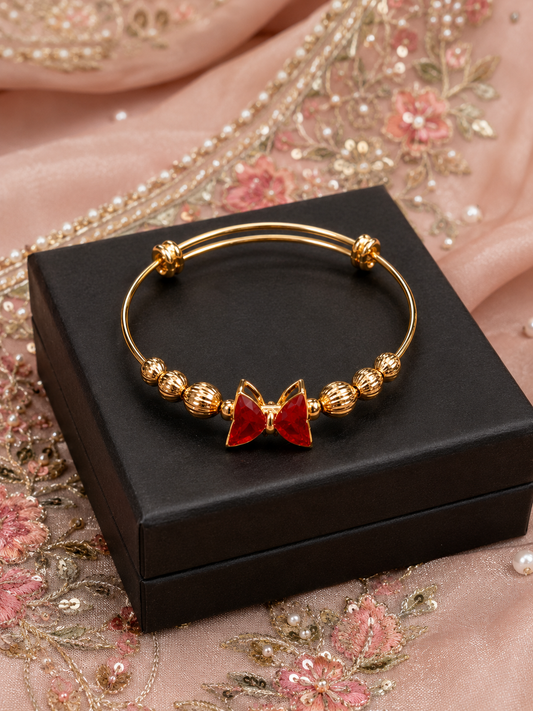 Ruby Bow Charm Bracelet