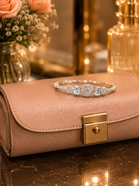 Silver Radiance Crystal Statement Bracelet