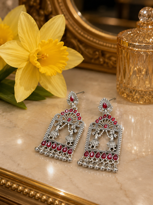 Nritya Mahal Ruby Statement Earrings