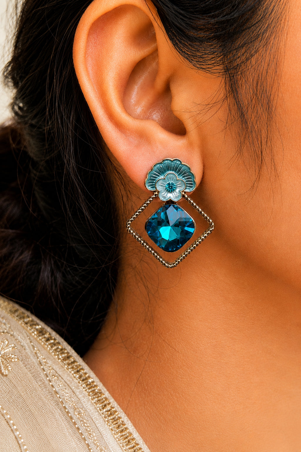 Azure Bloom Statement Earrings