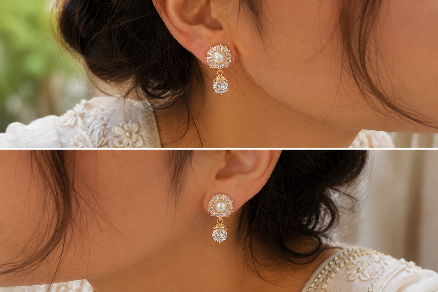 Pearl Radiance Crystal Drop Earrings