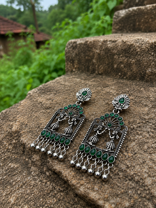 Vrindavan Leela Earrings (Green)
