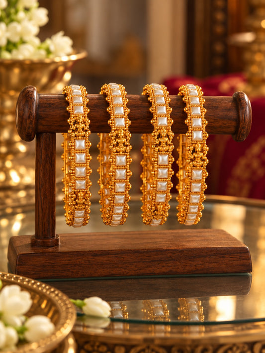 Swarique Lakshmika Pearl Bangle Set (Set of 4)