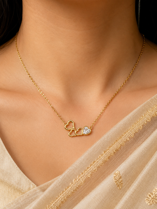 Swarique Forever Hearts Crystal Necklace