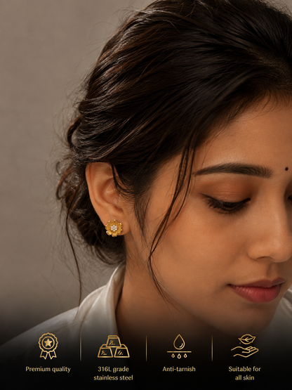 Swarique Kanakpushpa Crystal Floral Stud Earrings