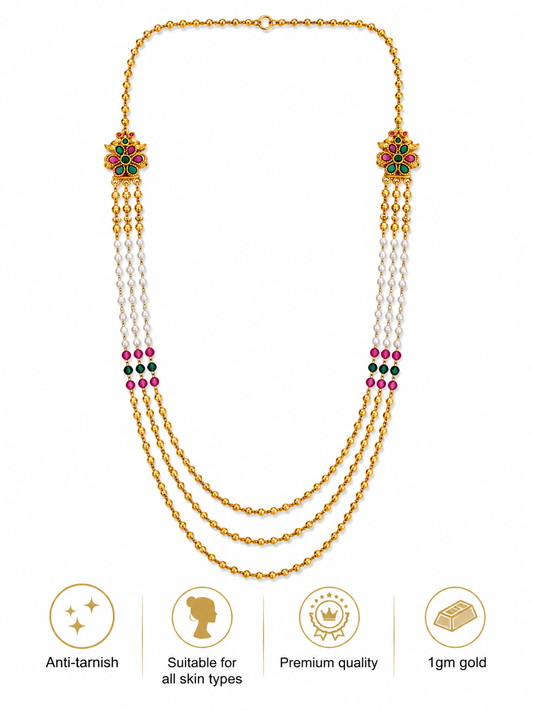 Meenakshi Pearl 1 gm Gold Haar