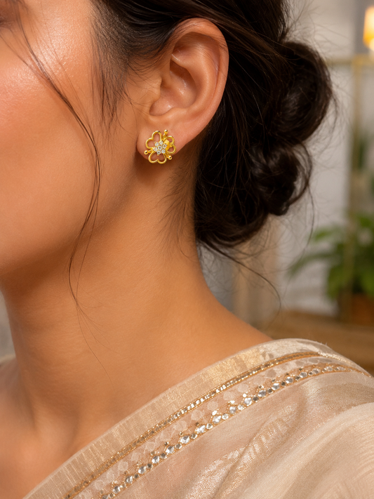 Ira Blossom 1 gm Gold Stud Earrings
