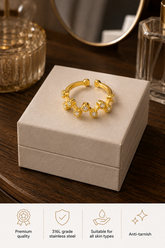 Swarique Tarunika Crystal Adjustable Ring