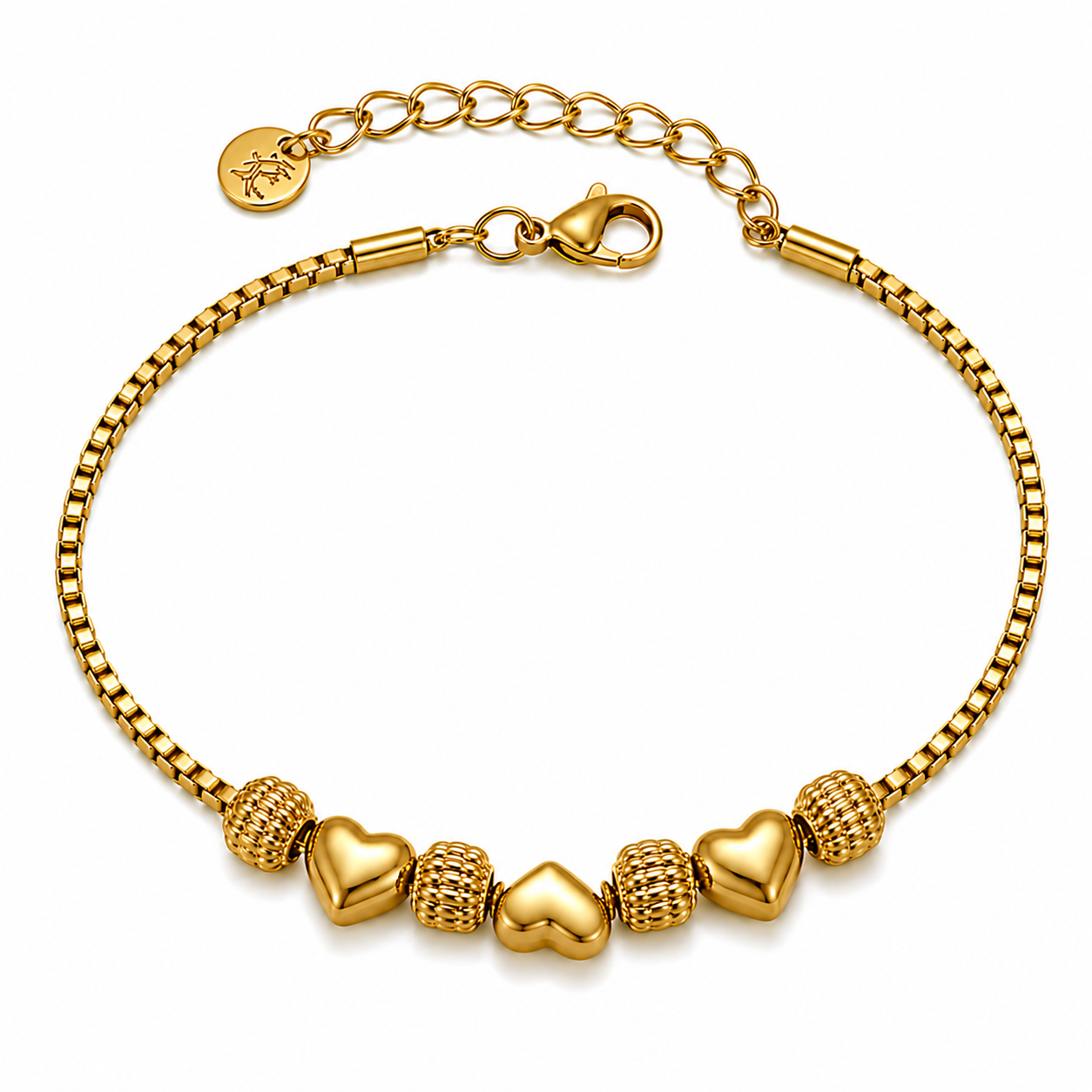 Swarique Premika Heart Charm Anklet – Gold Plated Adjustable Anklet