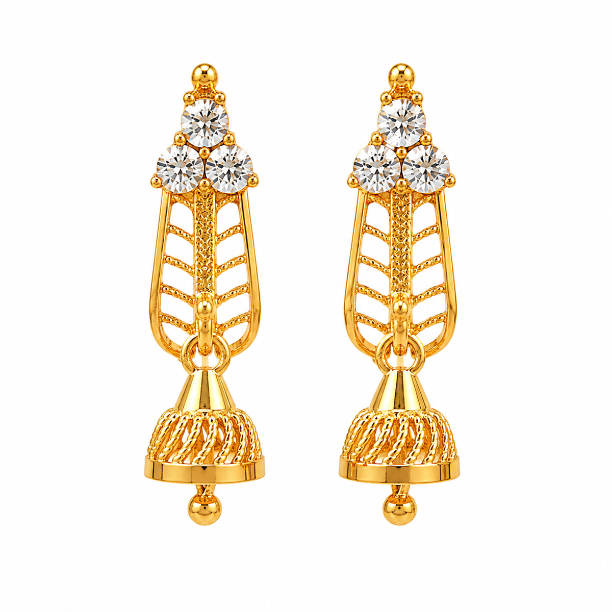 Swarique Mahika Jhumka Earrings (White)