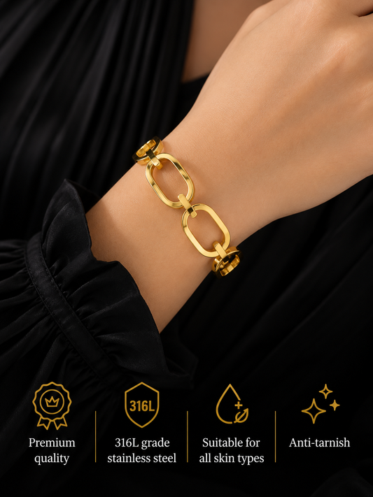 Swarique Sunehri Bandhan Gold Link Bracelet – 316L Stainless Steel