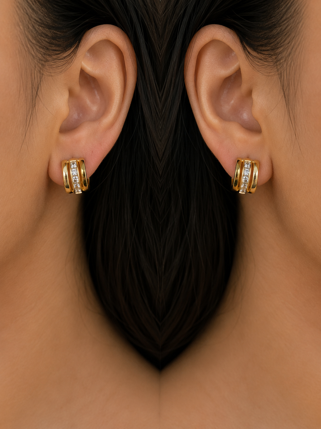 Swarique Aarunya Crystal Hoop Earrings | Anti Tarnish Gold Hoop Earrings
