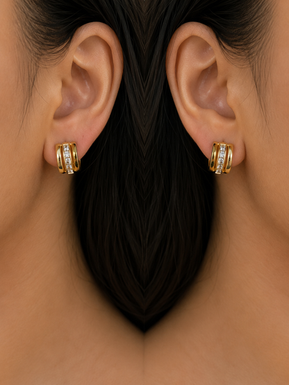 Swarique Aarunya Crystal Hoop Earrings | Anti Tarnish Gold Hoop Earrings