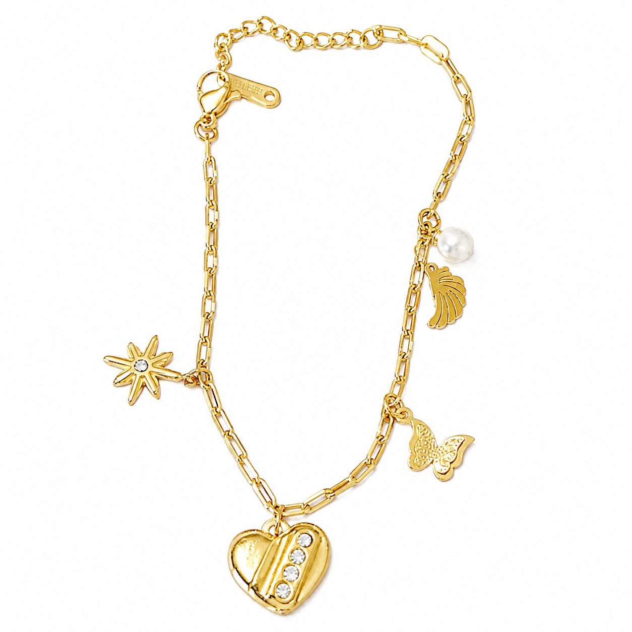 Swarique Elara Heart Charm Chain Bracelet