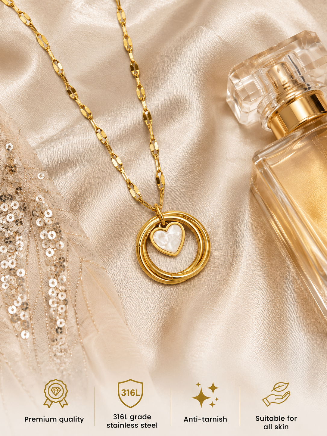 Swarique Manika Heart Ring Pendant Necklace