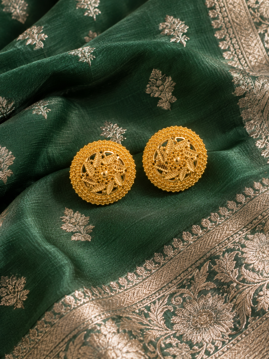 Swarique Vamika Floral Leaf Stud Earrings