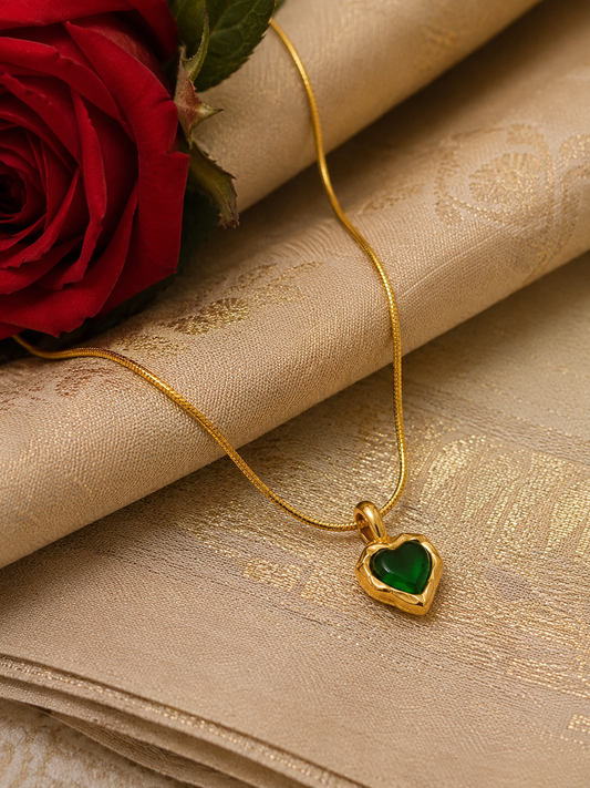 Emerald Heart Whisper Pendant Necklace