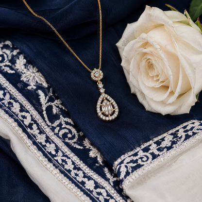 Swarique Anvika Teardrop Crystal Pendant Necklace