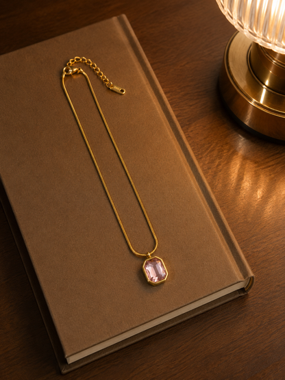 Swarique Gulnaar Pink Crystal Pendant Necklace