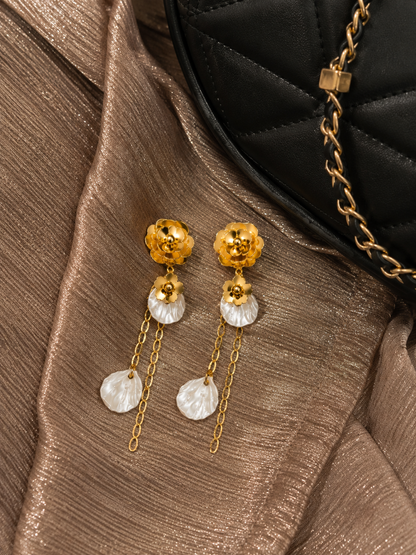 Swarique Madhulika Moti Floral Chain Earrings