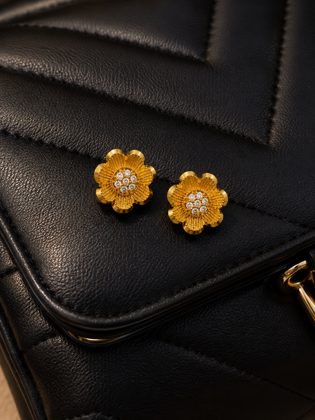 Swarique Kanakpushpa Crystal Floral Stud Earrings