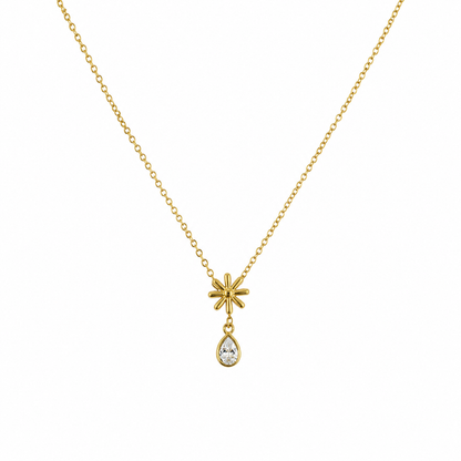 Swarique Surya Pushp Drop Pendant Necklace | 316L Stainless Steel Anti-Tarnish Gold Necklace