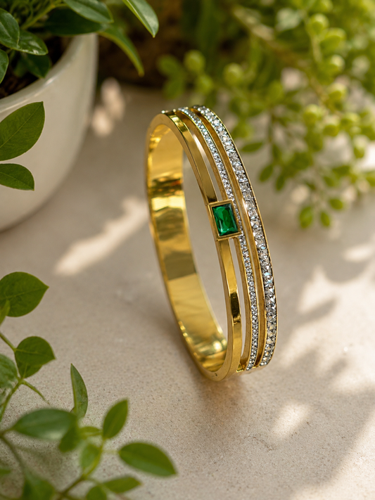 Swarique Navika Crystal Stack Bracelet (Green)