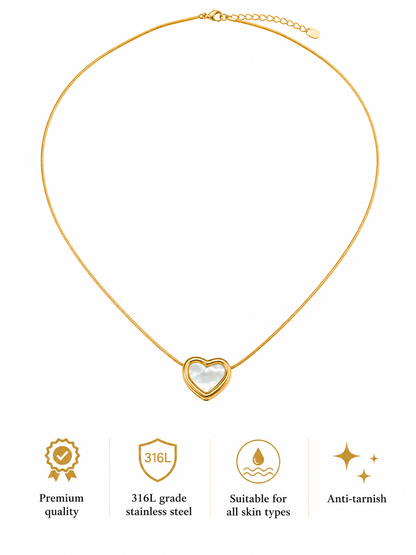 Swarique Hridaya Pearl Heart Necklace – Gold Plated Mother of Pearl Pendant Necklace