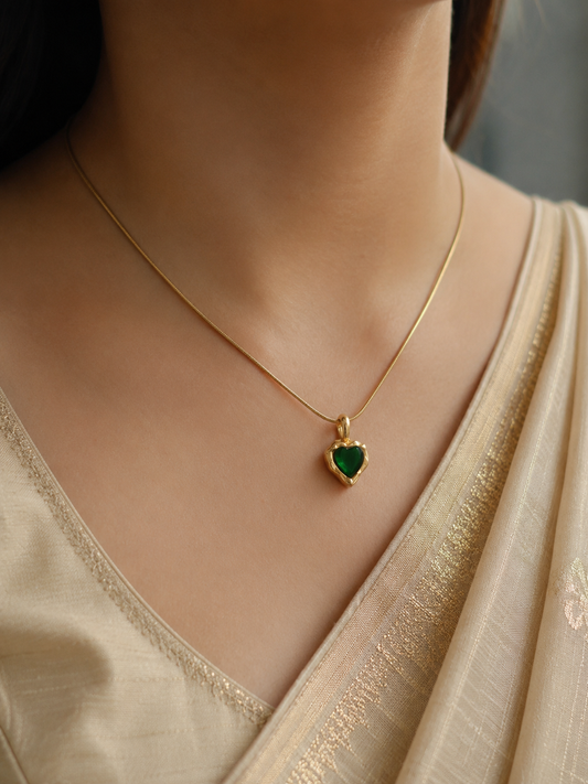 Emerald Heart Whisper Pendant Necklace