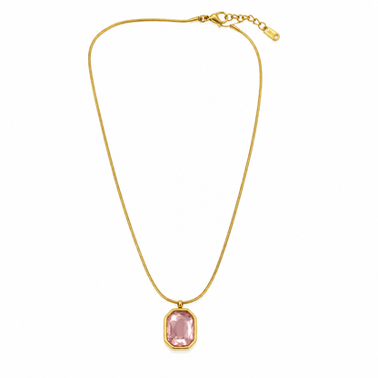 Swarique Gulnaar Pink Crystal Pendant Necklace