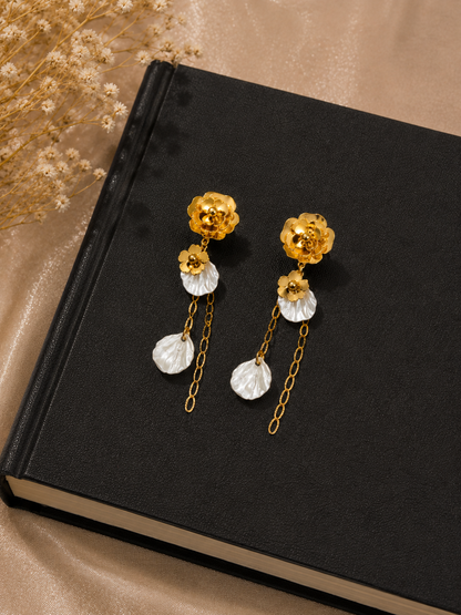 Swarique Madhulika Moti Floral Chain Earrings