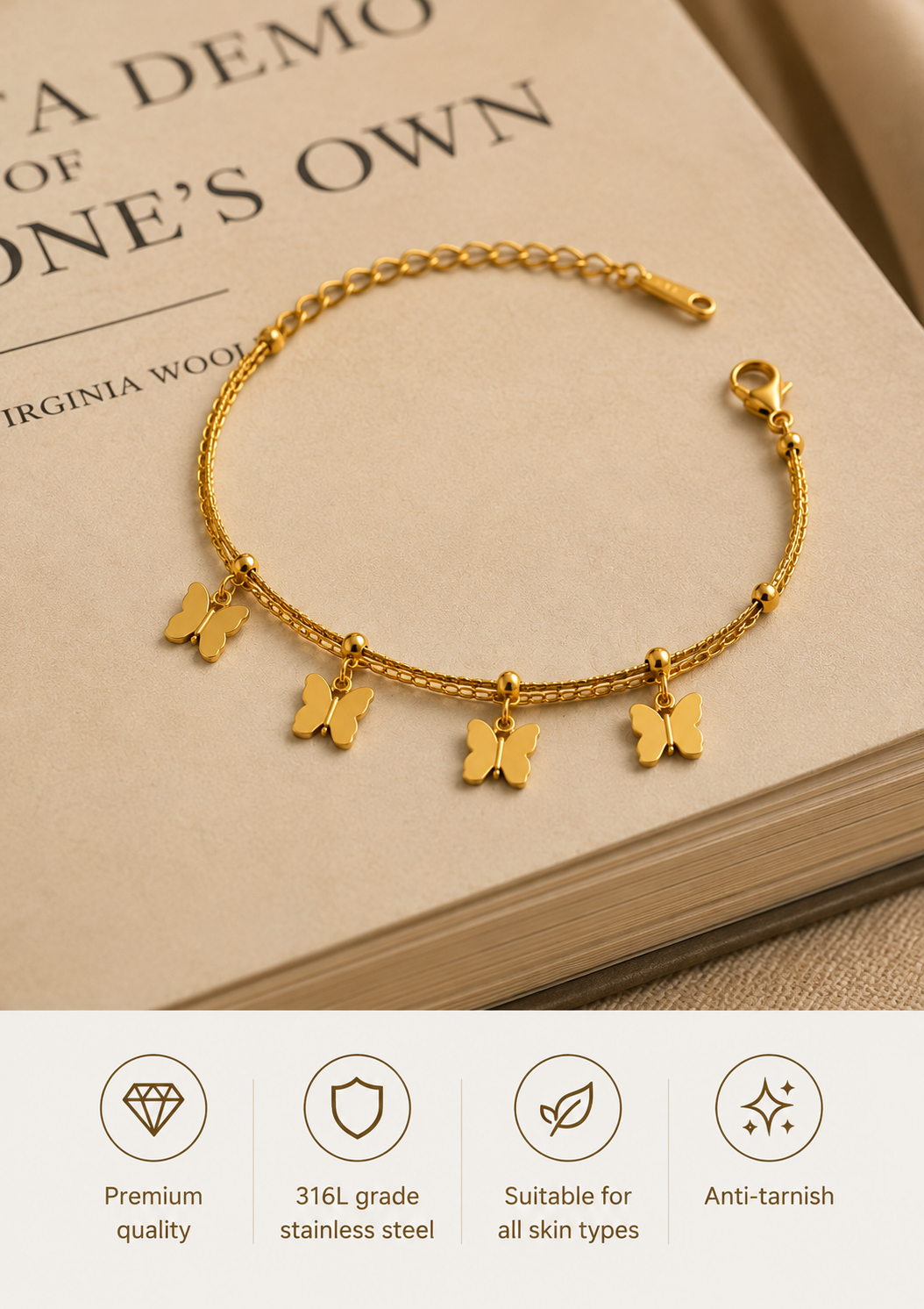 Swarique Meher Butterfly Charm Bracelet