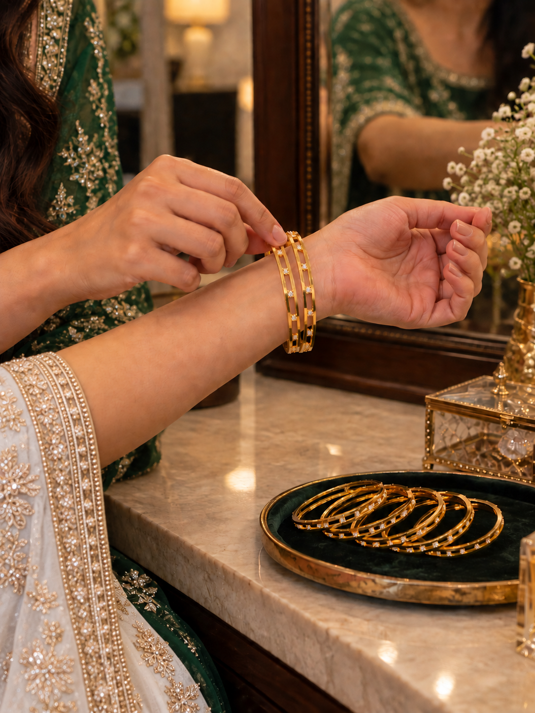 Swarique Kanakshree Crystal Bangles (Set of 2)