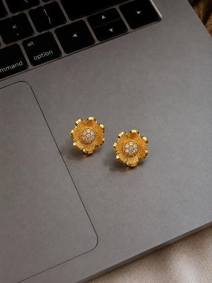 Swarique Kanakpushpa Crystal Floral Stud Earrings