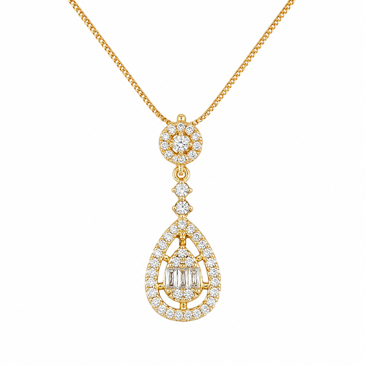 Swarique Anvika Teardrop Crystal Pendant Necklace