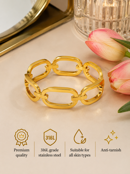 Swarique Sunehri Bandhan Gold Link Bracelet – 316L Stainless Steel