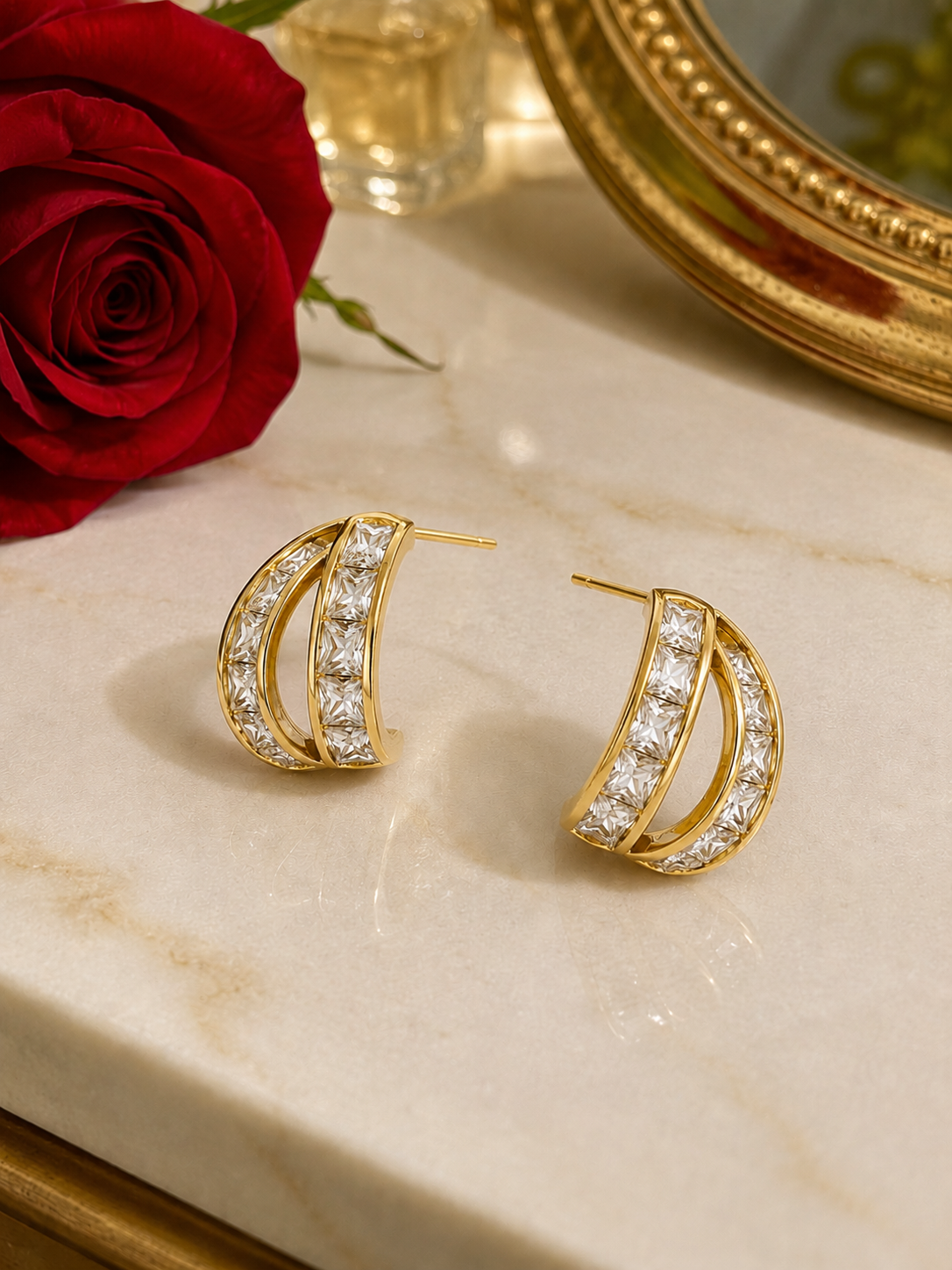 Swarique Chandrika Crystal Hoop Earrings