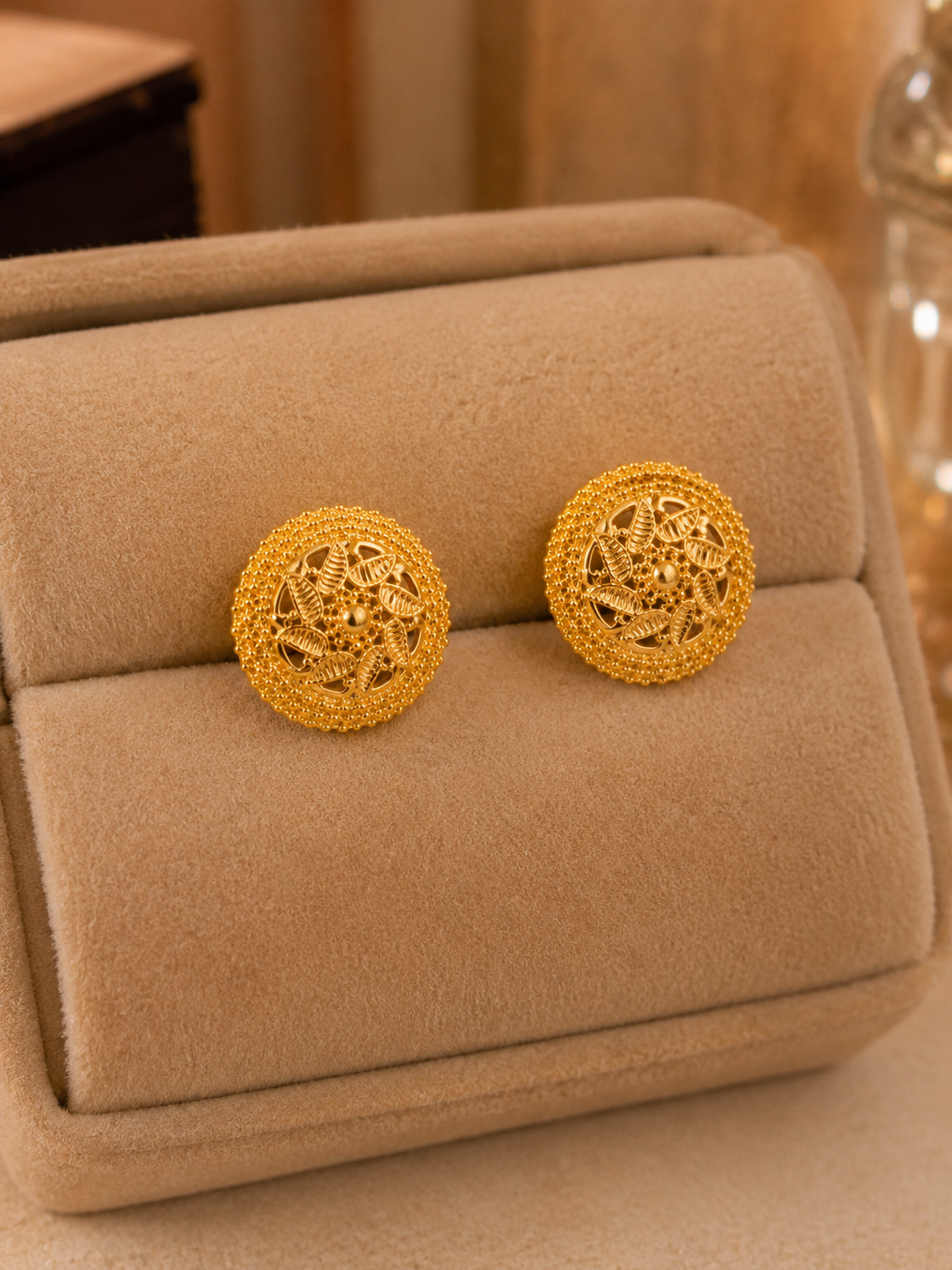 Swarique Vamika Floral Leaf Stud Earrings