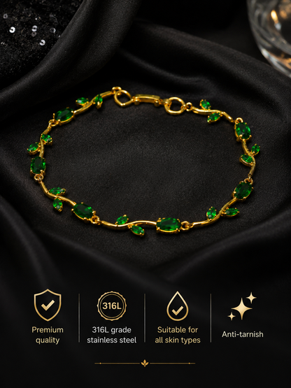 Swarique Panna Valli Emerald Tulip Bracelet | Anti-Tarnish 316L Stainless Steel Bracelet