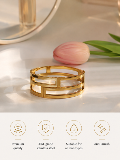 Swarique Rajsi Horizon Gold Cuff Bracelet – 316L Stainless Steel